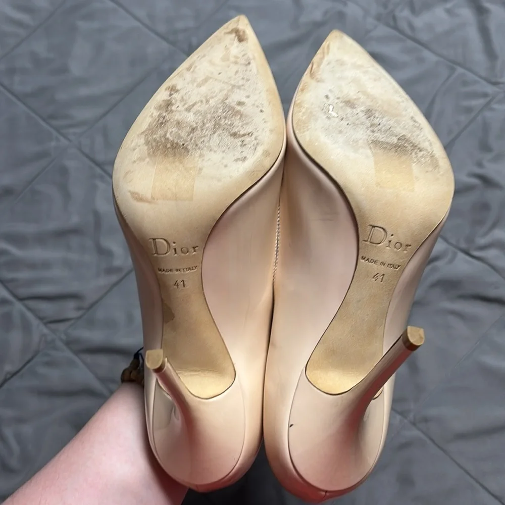 Christian Dior Elegant Essence Pointed Toe Nude Stiletto Heels Size 41